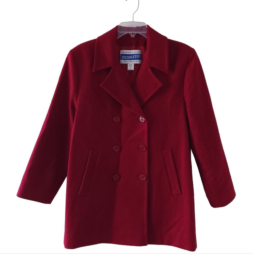 Pendleton Wool Pea Coat Size 8 Red Winter Jacket 100% Wool Classiccore Coat